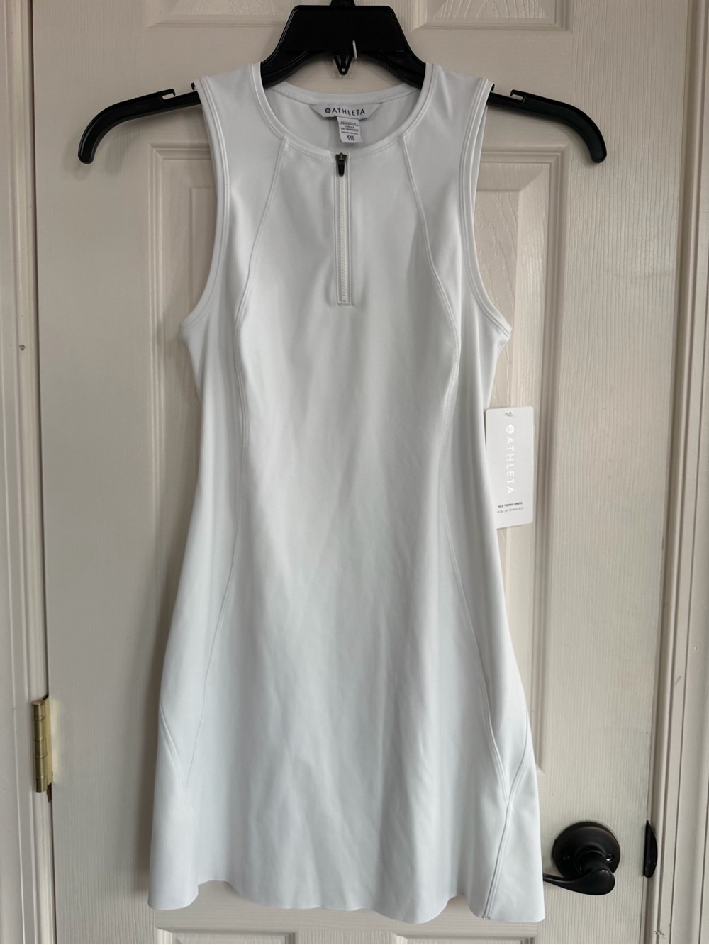 NWT Athleta Women's White Zip Front Ace Tennis Dress XXS athletic